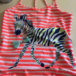 One piece big girls swim suit nwt size13-14 sunuva upf 50 coral white navy